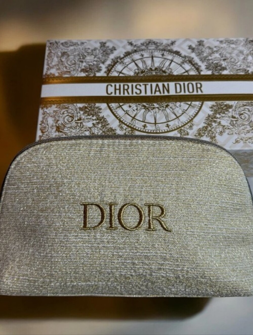 Dior Gold & White Cosmetic Pouch- BRAND NEW IN THE BOX 7"L X4. 5" - Picture 5 of 7